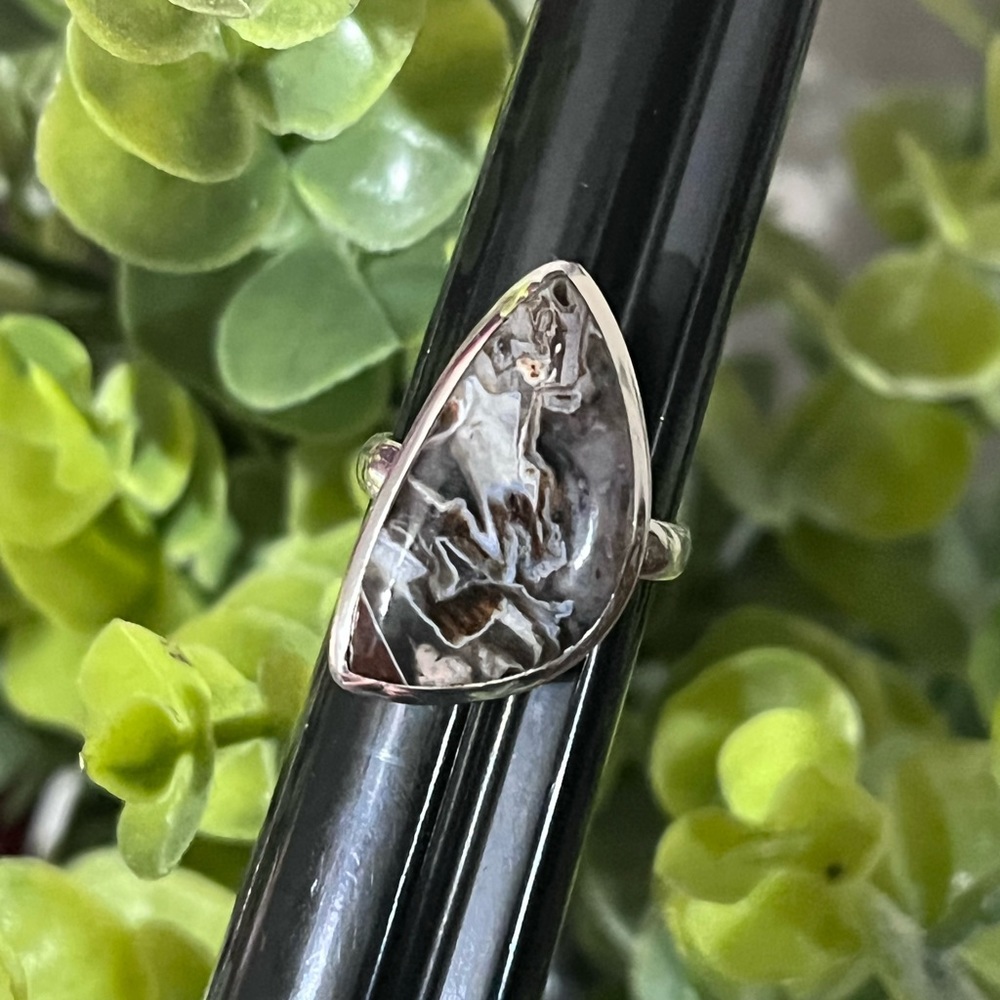 Sterling Silver Agate Ring Sz 7